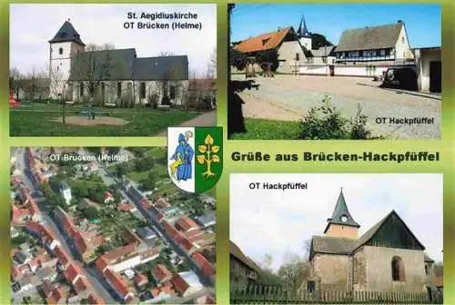 AK / Ansichtskarte  Bruecken_Hackpfueffel St Aegidiuskirche Fliegeraufnahme Dorfpartie Kirche