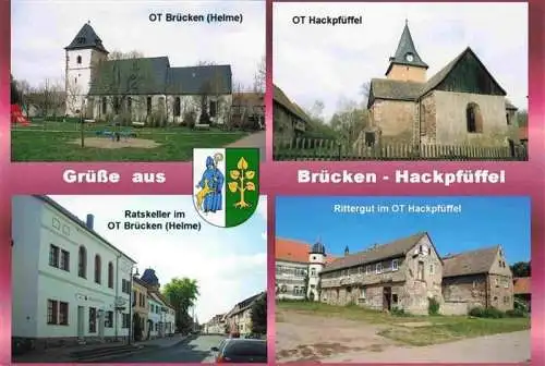 AK / Ansichtskarte  Bruecken_Helme Kirche Ratskeller OT Hackpfueffel Kirche Rittergut