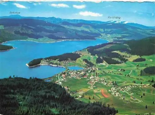 AK / Ansichtskarte 73998492 Schluchsee Fliegeraufnahme mit Belchen und Feldberg