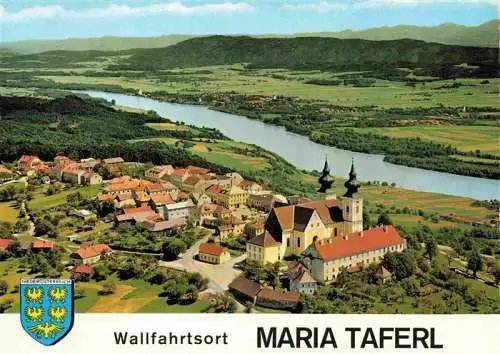 AK / Ansichtskarte  Maria_Taferl Fliegeraufnahme mit Wallfahrtskirche und Donau