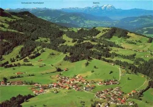 AK / Ansichtskarte  Steibis_Oberstaufen Fliegeraufnahme mit Schweizer Hochalpen und Saentis