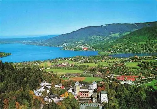 AK / Ansichtskarte 73998585 Rottach-Egern_Tegernsee Fliegeraufnahme mit Reitrain und Weissach