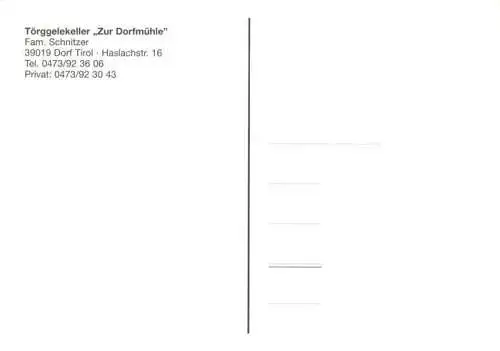 AK / Ansichtskarte  Dorf-Tirol_Suedtirol_IT Toerggelekeller Zur Dorfmuehle Gastraeume Bar