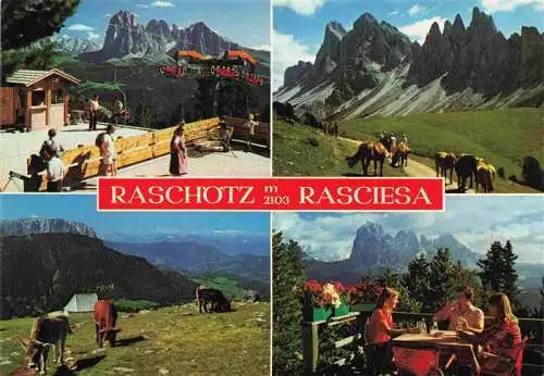 AK / Ansichtskarte  St_Ulrich-Groeden_Tirol_AT Raschoetz  Langkofelgruppe Geislerspitzen Schlern Sessellift Bergrestaurant