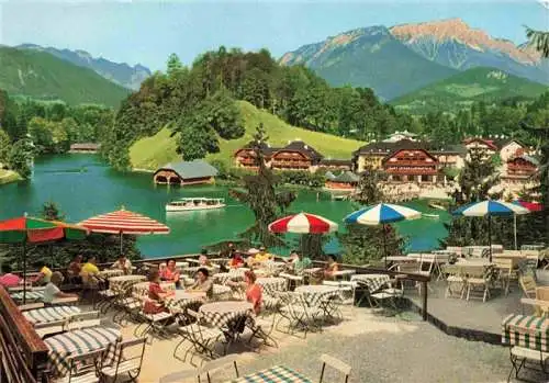 AK / Ansichtskarte 73998785 Koenigssee-Muehlleiten_Schoenau_Berchtesgaden Cafe Restaurant Malerwinkel Terrasse mit Seeblick