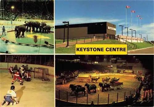 AK / Ansichtskarte  Brandon_Manitoba Keystone Centre mit Elefanten Hockey Pferdekutschen