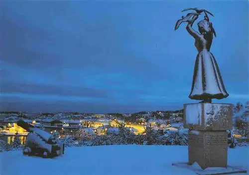 AK / Ansichtskarte  Grimstad Panorama bei Nacht Skulpturen