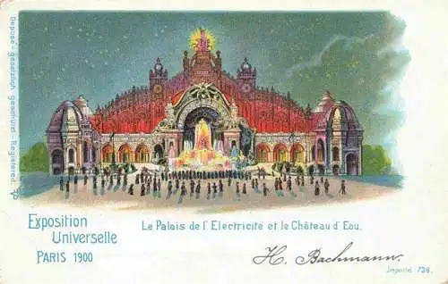 AK / Ansichtskarte  Exposition_Paris_1900_Exposition_Universelle Le Palais de l Electricite Chateau d Eau Litho 