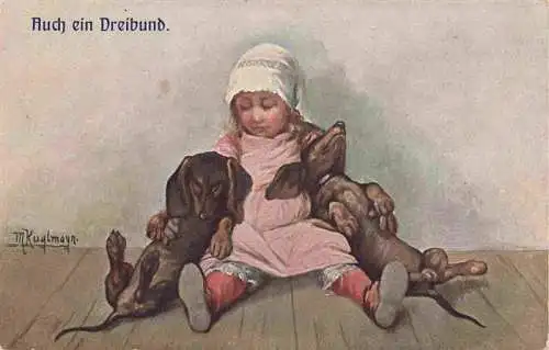 AK / Ansichtskarte  Dackel_Dachshund_Teckel_Hunde_dogs_Chiens_Cani M.Kaylman Auch ein Dreibund