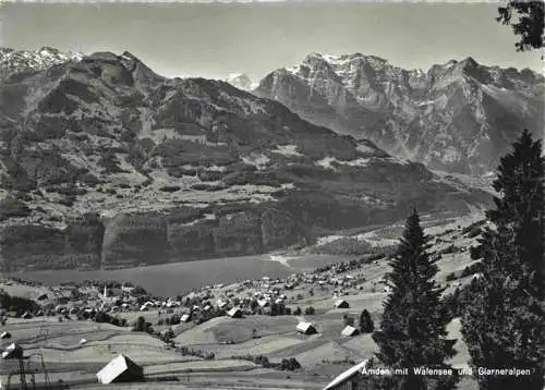 AK / Ansichtskarte  Amden_SG mit Walensee und Glarneralpen