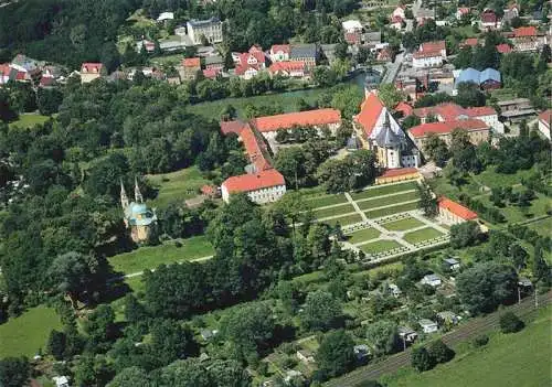 AK / Ansichtskarte  Neuzelle_Brandenburg Ehem Zisterzienserkloster Kath Pfarrkirche St Marien Ev Pfarrkirche Zum Hl Kreuz Fliegeraufnahme