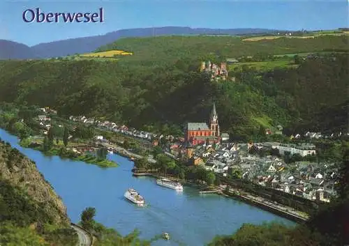 AK / Ansichtskarte  Oberwesel_Rhein mit der Schoenburg Fliegeraufnahme