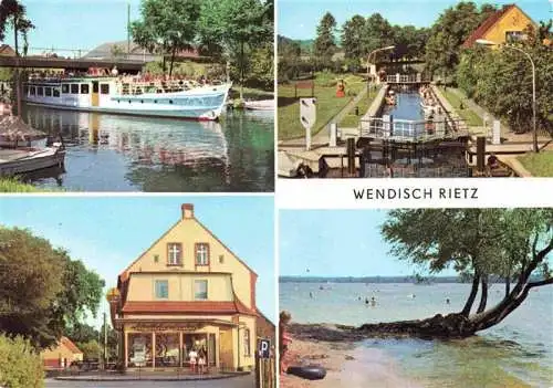 AK / Ansichtskarte  Wendisch_Rietz_Brandenburg Am Scharmuetzelsee Ausflugsdampfer Schleuse Gasthaus Seepartie