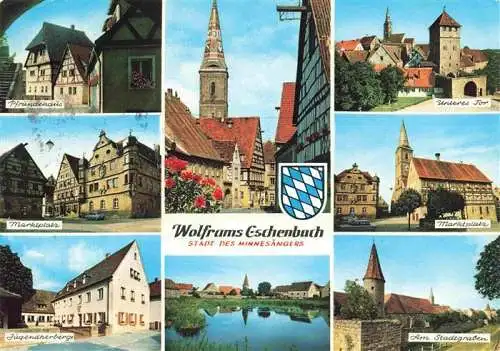 AK / Ansichtskarte  Wolframs-Eschenbach Pfruendehaus Marktplatz Jugendherberge Kirche Seepartie Unteres Tor Marktplatz Am Stadtgraben