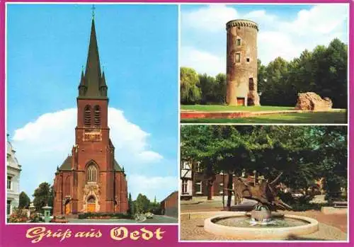 AK / Ansichtskarte  Oedt_Grefrath_NRW Kirche Turm Brunnen