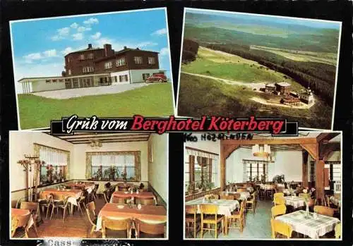 AK / Ansichtskarte  Rischenau_Luegde_Lippe_NRW Berghotel Koeterberg Gastraeume Fliegeraufnahme