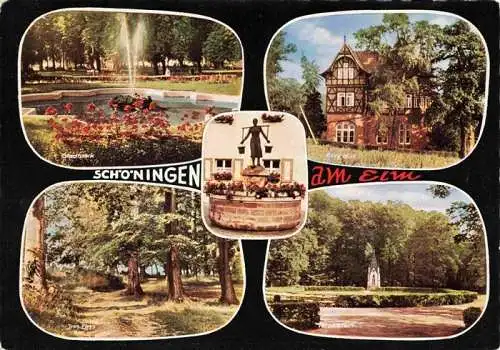 AK / Ansichtskarte  Schoeningen_Niedersachsen Stadtpark Im Wlm Brunnen Binnhaus Terzelstein