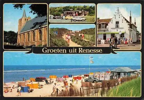 AK / Ansichtskarte  Renesse_aan_Zee_NL Kirche Camping Strandweg Strand Ortsmotiv