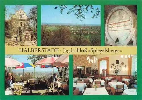 AK / Ansichtskarte  Halberstadt_Harz Jagdschloss Spiegelsberge 137000 Liter-Fass Freiterrasse Gaststaette