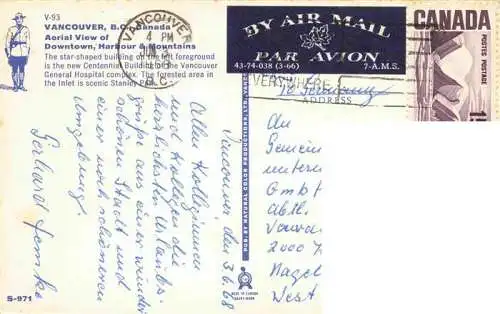 AK / Ansichtskarte  VANCOUVER_BC_Canada Aerial View of Downtown Harbour and Mountains