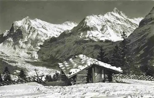 AK / Ansichtskarte  Grindelwald_BE Berghuette mit Blick gegen Wetterhorn Berglistock Mettenberg Schreckhorn Berner Alpen