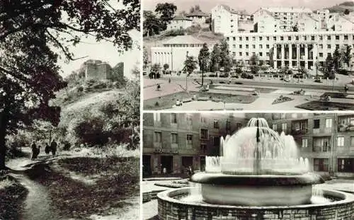 AK / Ansichtskarte  Salgotarjanbol_Salgotarjan_Salgotarjani_HU Ruine Stadtplatz Springbrunnen
