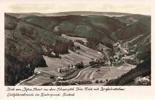 AK / Ansichtskarte  Glasbach_Mellenbach_Thueringen Blick vom Roten Stein ins Obere Schwarzatal mit Bergbahnstation