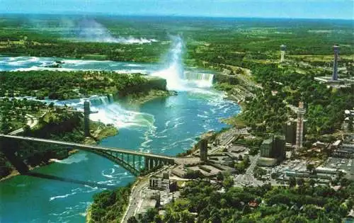 AK / Ansichtskarte  NEW_YORK_City_USA Niagara Falls and Rainbow Bridge Aerial View