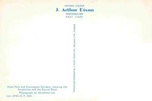 AK / Ansichtskarte  Hyde_Park and Kensington Garens showing the Serpentine and the Round Pond Aerial view