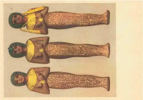 AK / Ansichtskarte  CAIRO__Kairo_Caire_Egypt No. 15 Tut ank Amens Treasures Three royal Shawabti of brownish wood