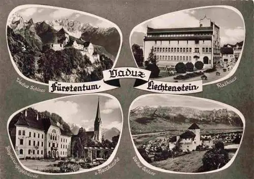 AK / Ansichtskarte  Vaduz_Liechtenstein_FL Schloss Vaduz Rathaus Pfarrkirche Panorama