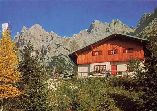 AK / Ansichtskarte  Mittenwalderhuette_1519m_Garmisch mit Viererspitze und Karwendelspitzen