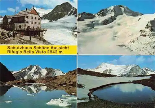 AK / Ansichtskarte  Schutzhaus_Schoene_Aussicht_2846m_Rifugio_Bellavista_Schnals Schwarze Wand Weisskugel Gletschersee am Hochjoch Hintereis See Fineilspitze