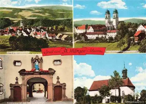 AK / Ansichtskarte  St_Maergen Panorama Feldberg Wallfahrtskirche Mariazell Klosterportal mit Marienbrunnen Ohmenkapelle