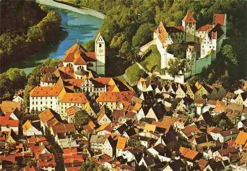 AK / Ansichtskarte  Fuessen_am_Lech_Allgaeu_Bayern Altstadt mit Hohem Schloss und ehem Kloster St Mang Fliegeraufnahme