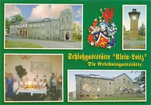 AK / Ansichtskarte  Klein_Loitz Tafeln wie vor 450 Jahren Schlossgaststaette Uhrturm anno 1894 Wappen