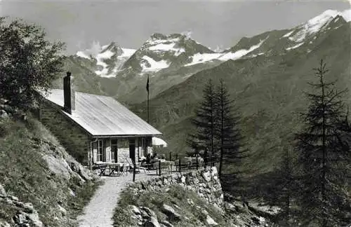 AK / Ansichtskarte  Saas-Fee_VS Cafe Gletschergrotte Flietschhorn Laquinhorn Weissmies