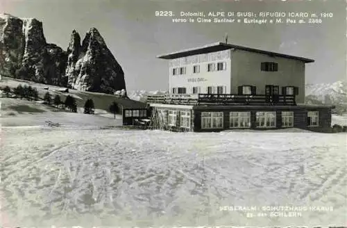 AK / Ansichtskarte  Alpe_di_Siusi_Seiseralm_Trentino_IT Rifugio Icaro verso le Cime Santner e Euringer e Mt Pez