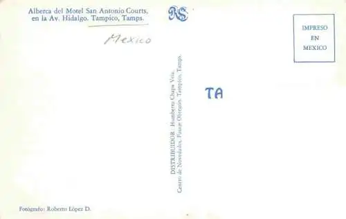 AK / Ansichtskarte  Tampico_Tamaulipas_Mexico Alberca del Motel San Antonio Courts en la Av Hidalgo