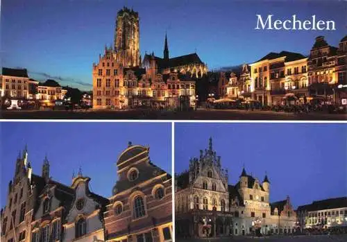 AK / Ansichtskarte  Mechelen_Limburg_NL Grote Markt Sint Romboutskathedraal en stadhuis