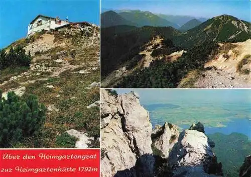 AK / Ansichtskarte  Heimgartenhuette_1792m_Ohlstadt_Garmisch-Partenkirchen mit Heimgartengrat Fliegeraufnahme
