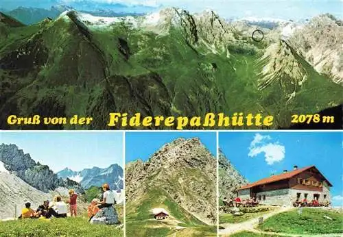 AK / Ansichtskarte  Fiderepasshuette_2078m_Oberstdorf_Bayern Panorama Wanderer Sonnenterrasse