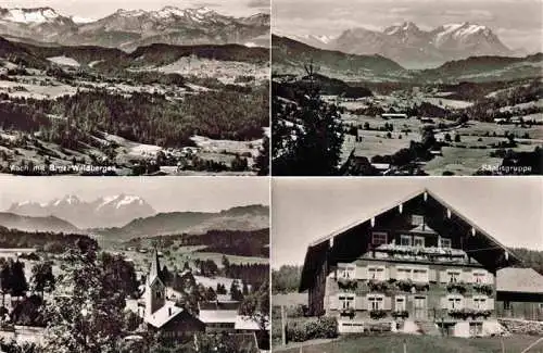 AK / Ansichtskarte  Aach_Oberstaufen_Allgaeu Panorama mit Waldbergen Saentisgruppe Aachpartie Ferienheim Albrecht