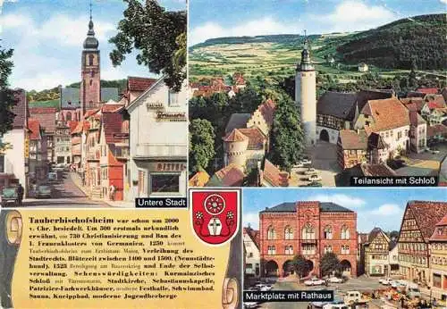 AK / Ansichtskarte  Tauberbischofsheim Untere Stadt Teilansicht mit Schloss Marktplatz mit Rathaus