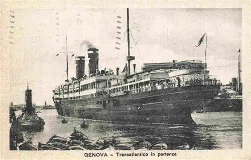 AK / Ansichtskarte  Schiffe_Oceanliner Genova Transtlantico in partenza 