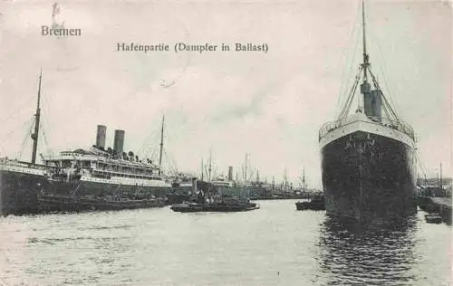 AK / Ansichtskarte  Dampfer_Oceanliner Bremen Hafenpartie in Ballast