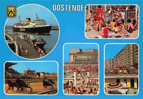 AK / Ansichtskarte  Oostende_OSTENDE_West-Vlaanderen_Belgie Hafen Dampfer Pferderennen Strandleben