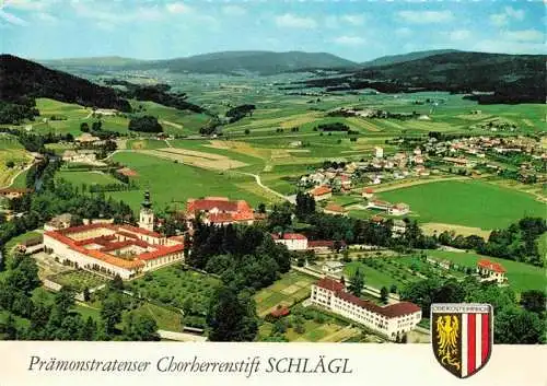 AK / Ansichtskarte  Schlaegl_Oberoesterreich_AT Praemonstratenser Chorherrenstift Schlaegl Fliegeraufnahme