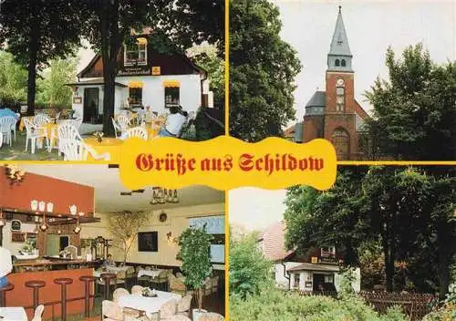 AK / Ansichtskarte  Schildow Restaurant Kastanienhof Gastraum Bar Garten Kirche