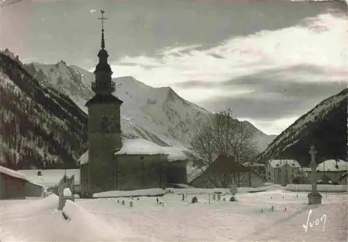 AK / Ansichtskarte  Argentieres__Glacier_d_74_Haute-Savoie Eglise et le Mont Blanc